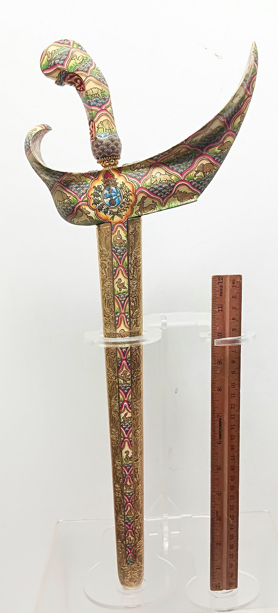 Keris Jawa Lurus Sungging Painted Singa Barong
